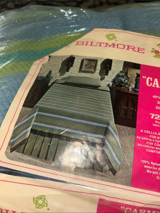 Biltmore Other - NWT Biltmore vintage thermal blanket in blue hues and yellow colors